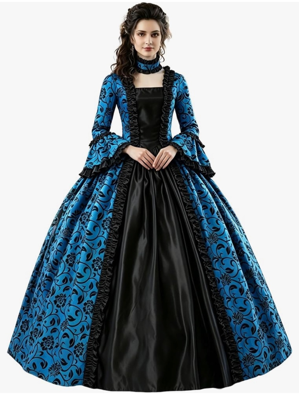 CountryWomen Women's Victorian Rococo Vintage Masquerade Dress Long Satin